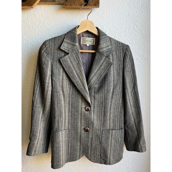 Vintage Grey Wool Striped Blazer - Picture 5 of 10